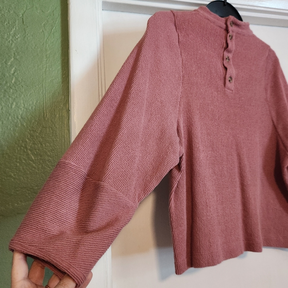 Madewell Texture & Thread Button-Back Mockneck Top - Picture 3 of 5